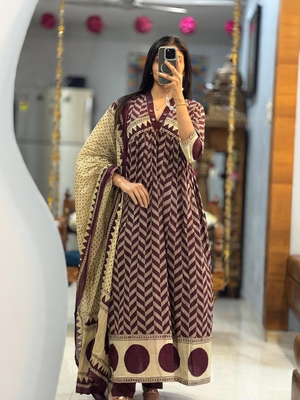 Stylish Women’s Anarkali 3PCS Suit Set with Mirror Work – Latest Ethnic Collection