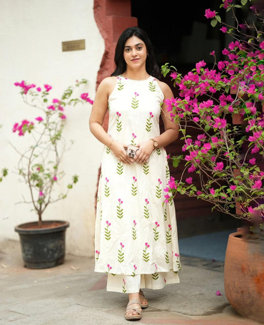 Bagrubazzar Premium Floral Fine cotton kurti Palazza set
