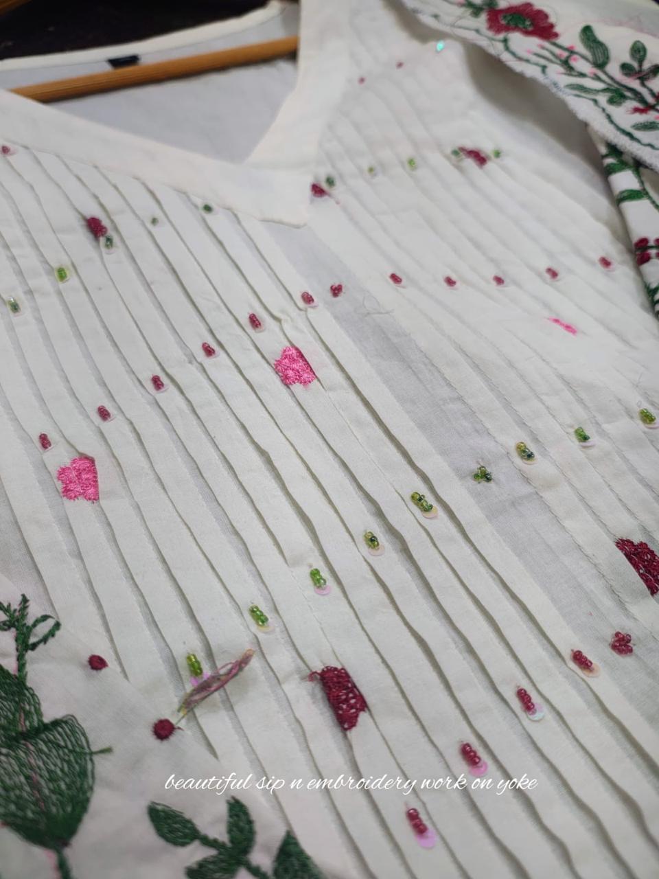 Bagrubazzar Premium Pure Cotton Anarkali Suit Set with Adda Work & Embroidered Dupatta