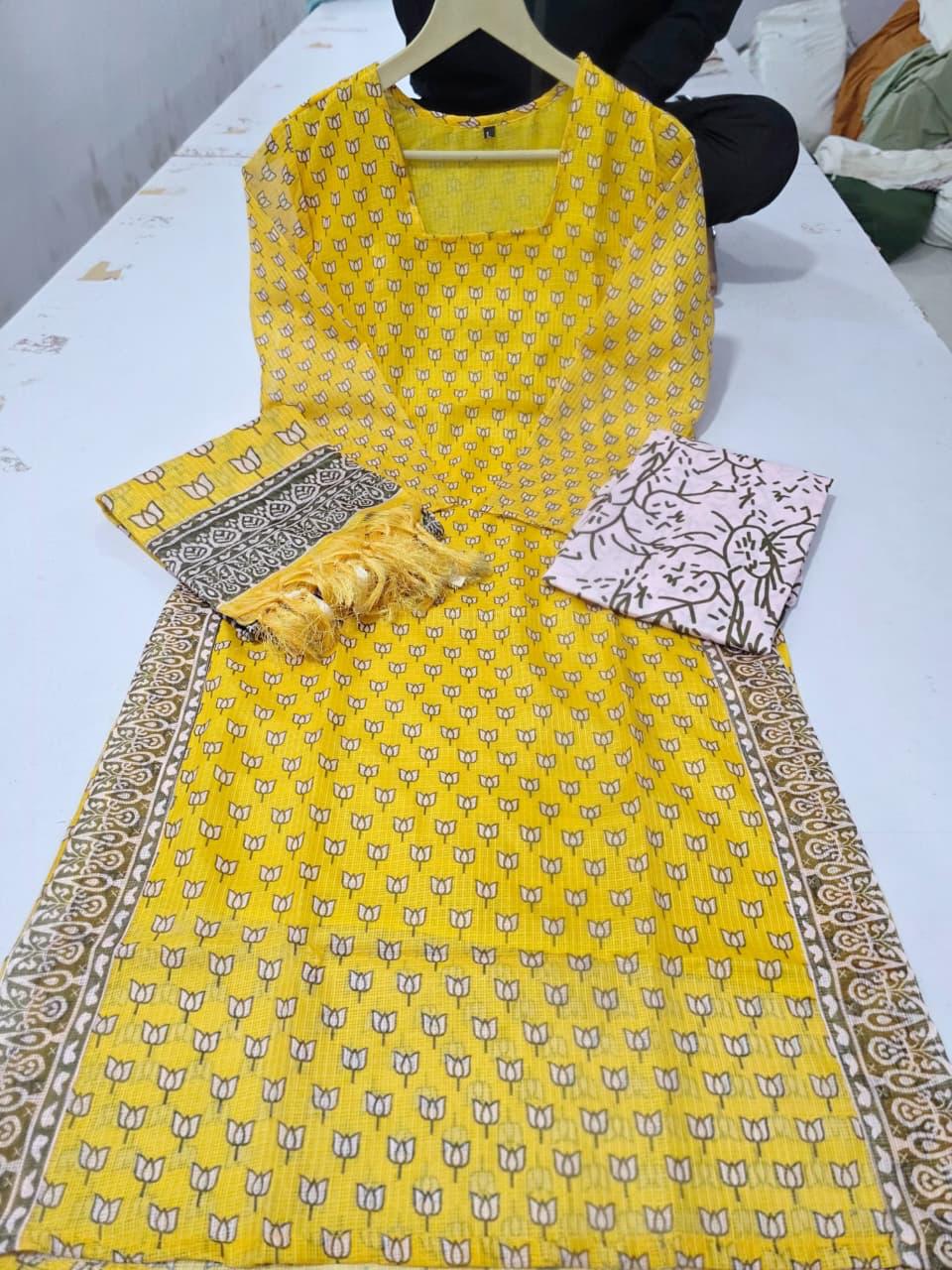 BagruBazzar Premium Kota Doriya Kurti Pant Dupatta Set for Women | Elegant Lightweight Ethnic Suit