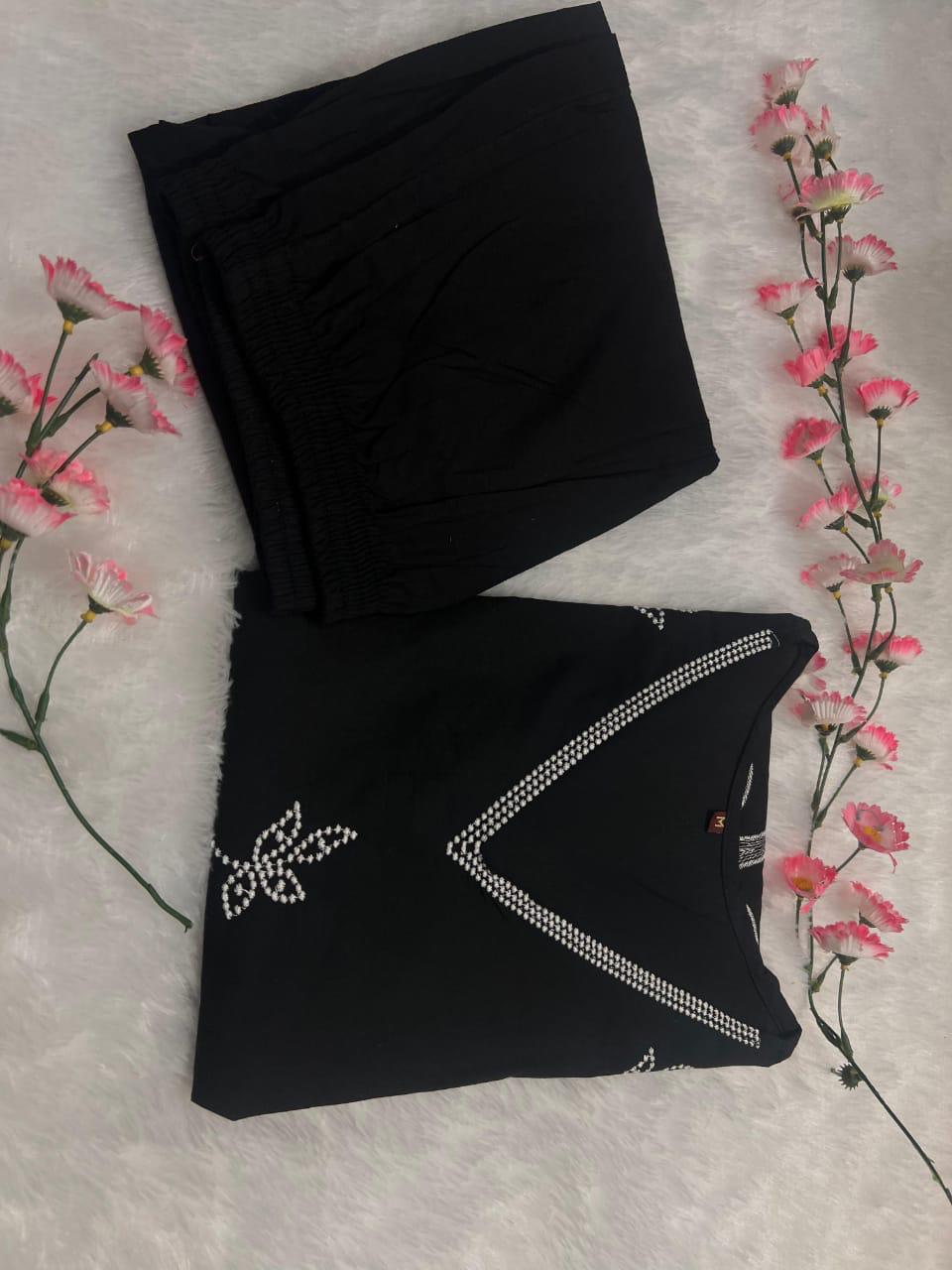 Elegant Pure Cotton Kurti Set with Embroidery Work & Matching Pant | Bagrubazzar Summer Collection