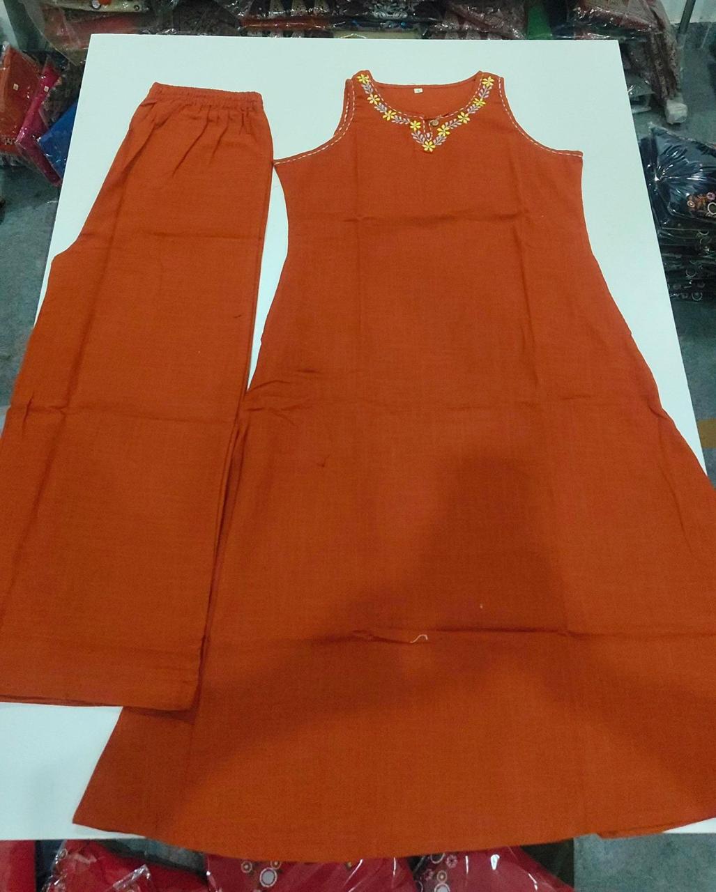 Bagrubazzar Beautifully aline Cotton kurta set With Embroidery Work (BBMB02)