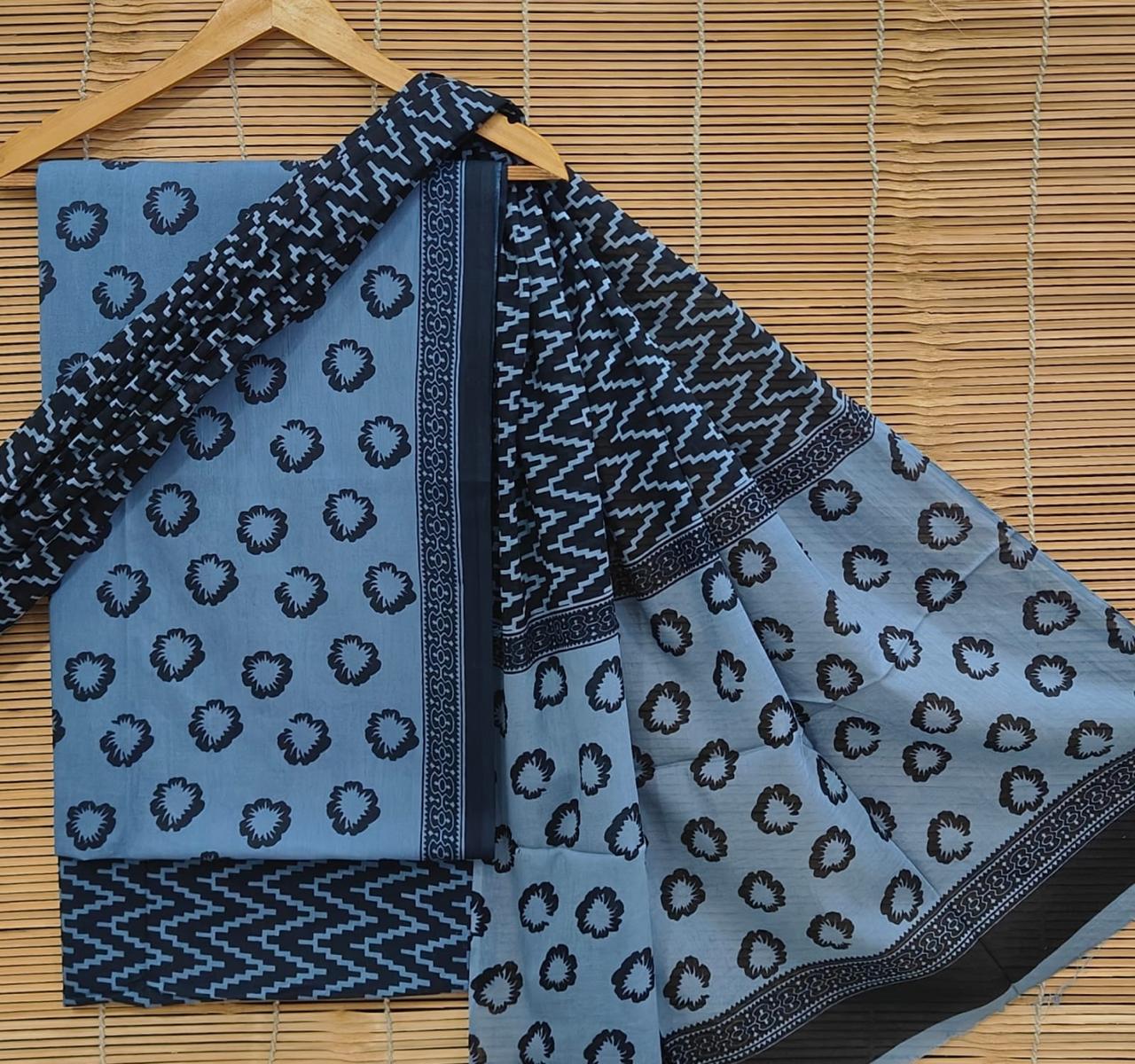 Bagrubazzar Jaipur Print Unstitched Cotton Suit for Women with Cotton Dupatta – Comfortable Daily Wear