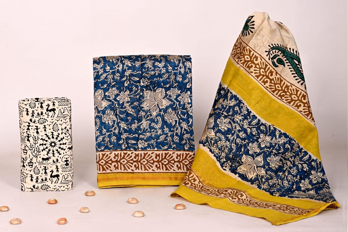 Authentic Bagru Hand Block Printed Chanderi Dress Material Suit Set