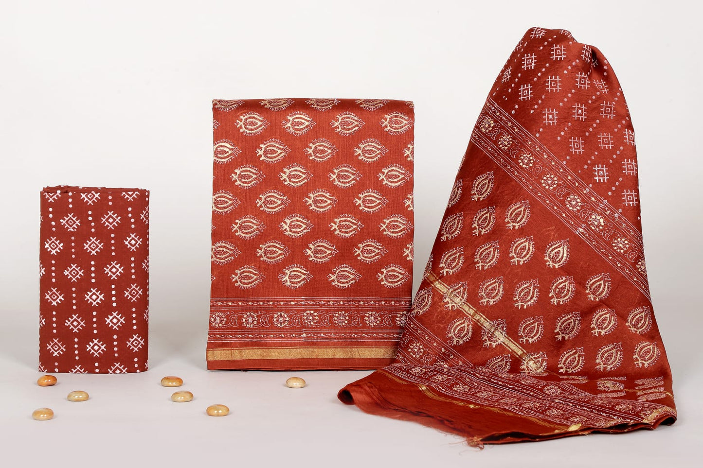 Jaipur Handblock Print Chanderi Suit with Dupatta โ Designer Ethnic Set