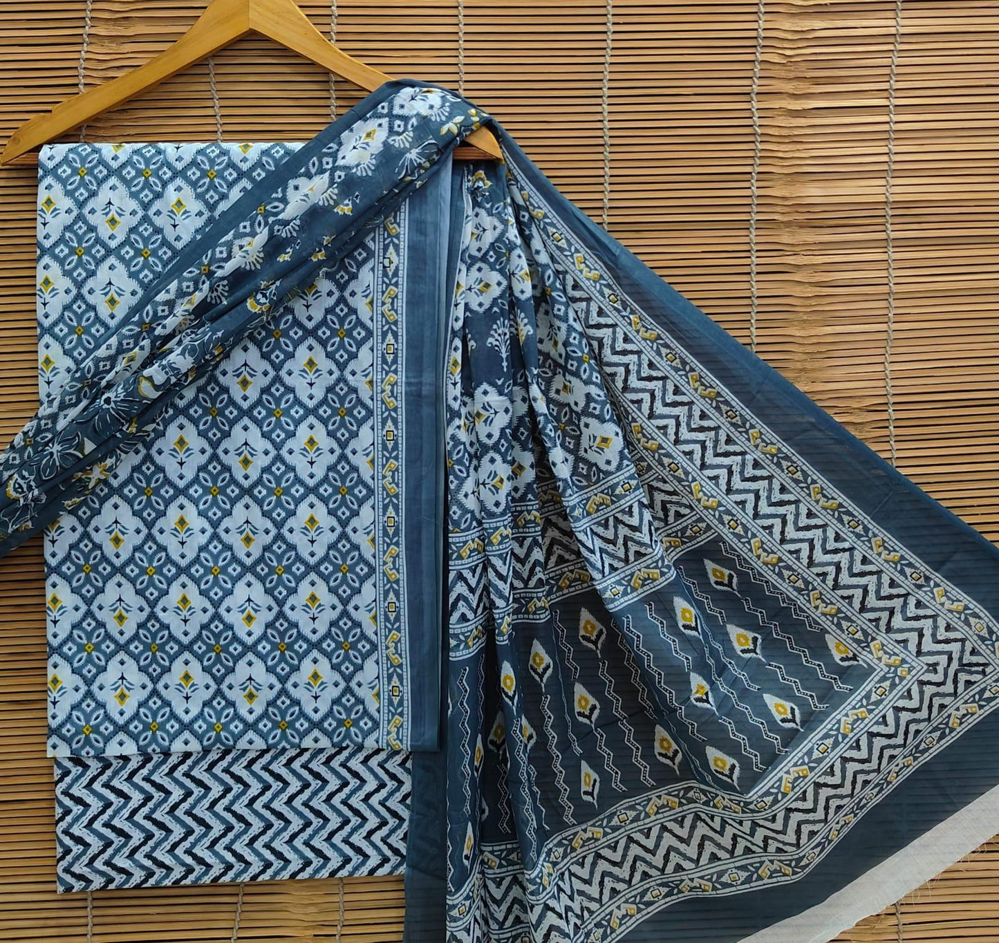 Bagrubazzar Elegant Cotton Suit – Unstitched, Handblock Print with Dupatta