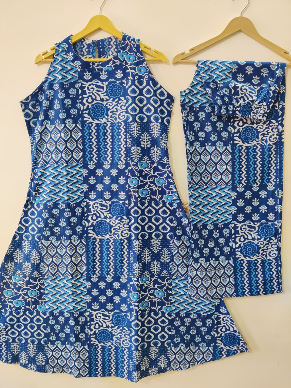 New Bagrubazzar Halter Neck Aline Kurta Palazzo Set