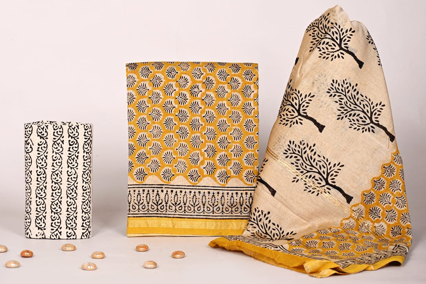 Jaipur Bagru Handblock Chanderi Suit Set for Women | Bagrubazzar