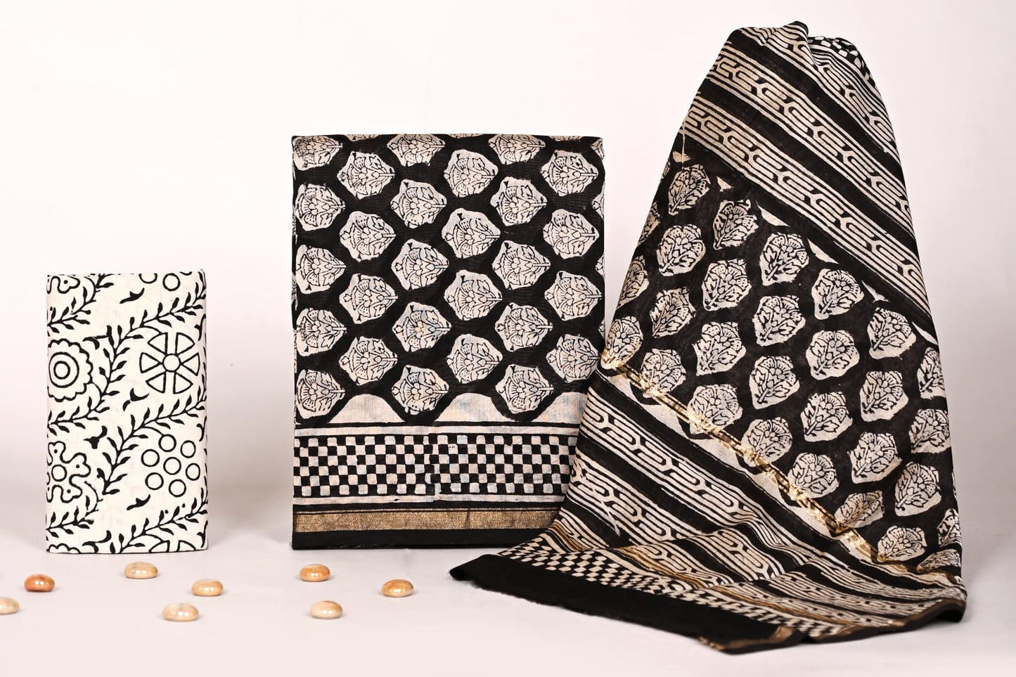 Traditional Jaipur Hand Block Print Chanderi Suit Set โ Unstitched Ethnic Wear for Women