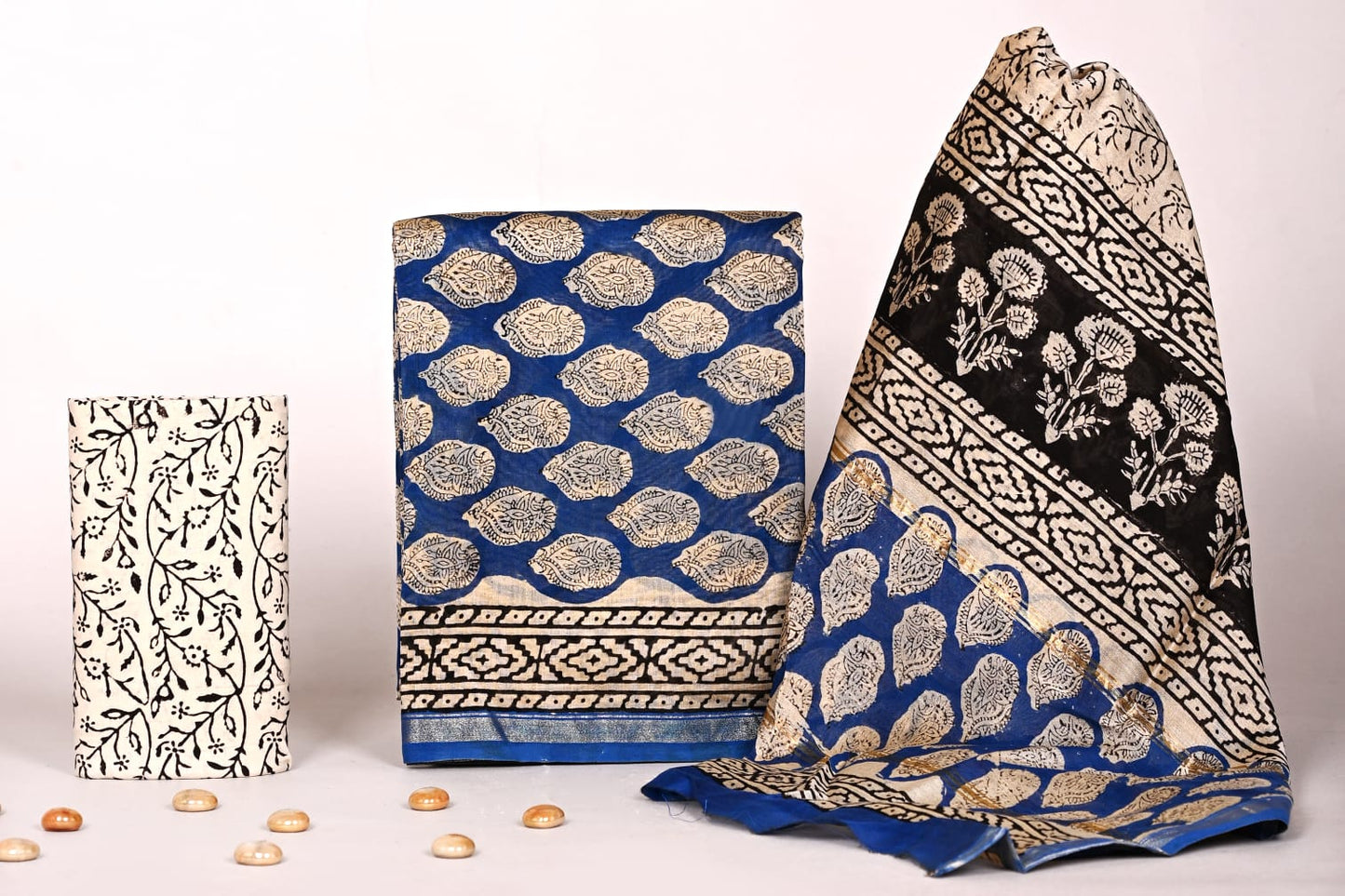 Bagrubazzar Jaipur Handblock Print Chanderi Suit Set for Women