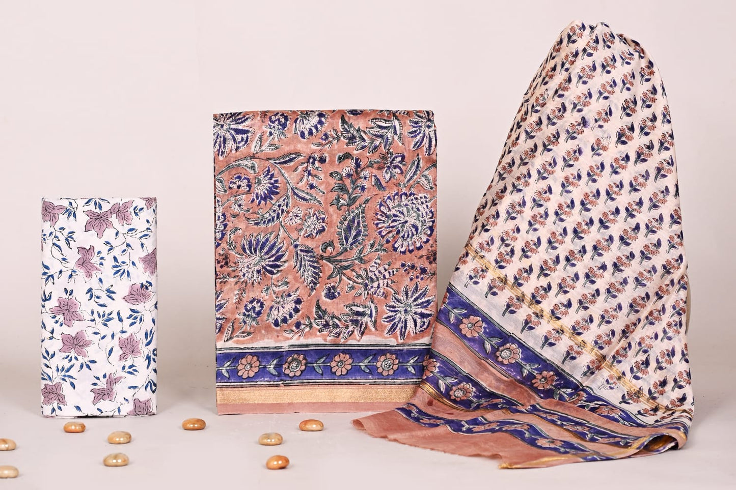 Authentic Jaipur Handblock Printed Chanderi Suit Set – Unstitched Dress Material