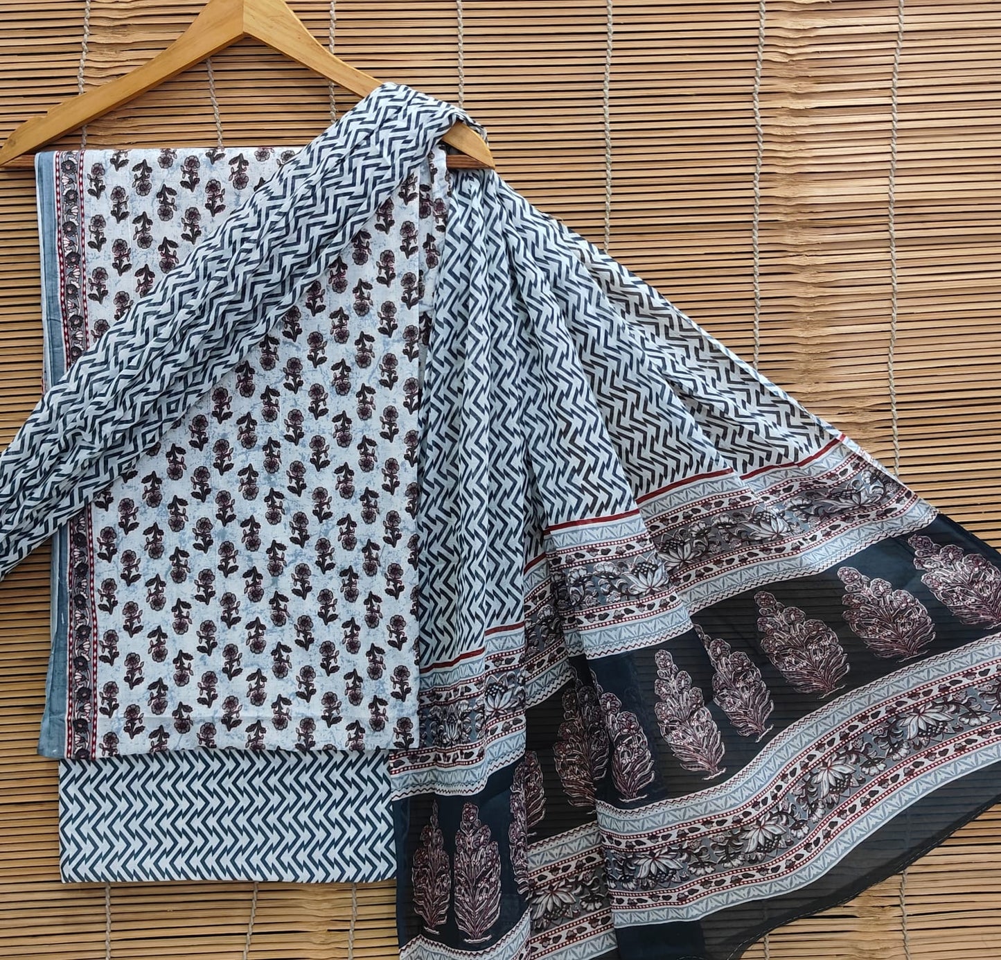 Bagrubazzar Jaipur Print Unstitched Cotton Suit for Women with Cotton Dupatta – Comfortable Daily Wear (BBCOTCO25)
