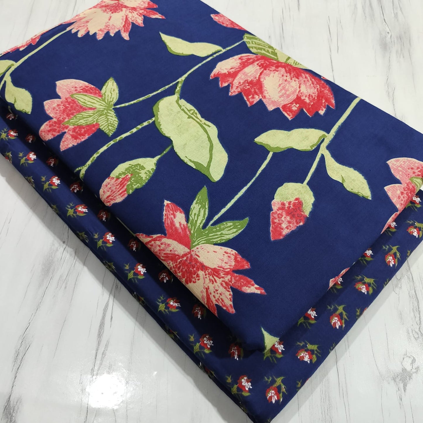 Bagrubazzar Jaipur Print Cotton Top Bottom Suit Set for Women