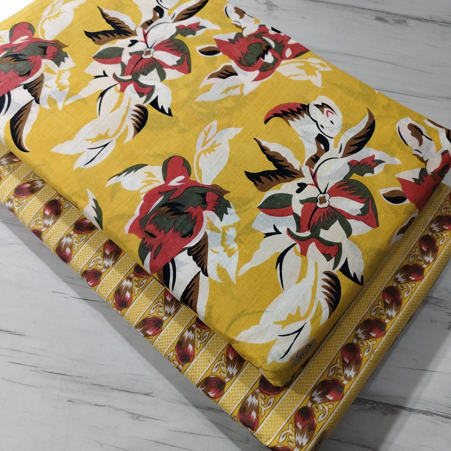 Bagrubazzar Floral Handblock Printed Cotton Suit Set