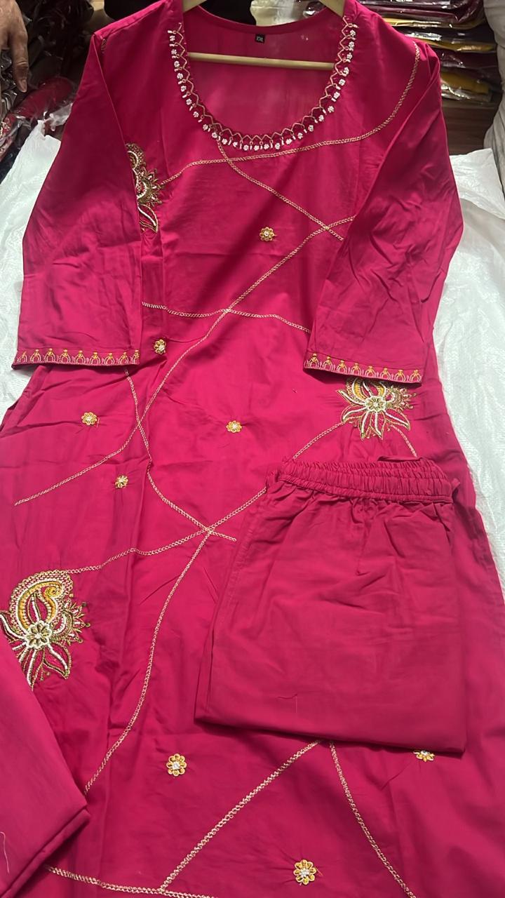 Bagrubazzar Designer Mughal Kalamkari Floral Cotton Suit Set for Women (BBKF21)