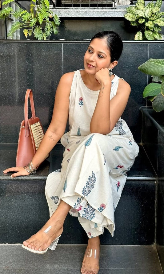 Bagrubazzar Designer Kurta Palazzo Set with Traditional Print Work for Women