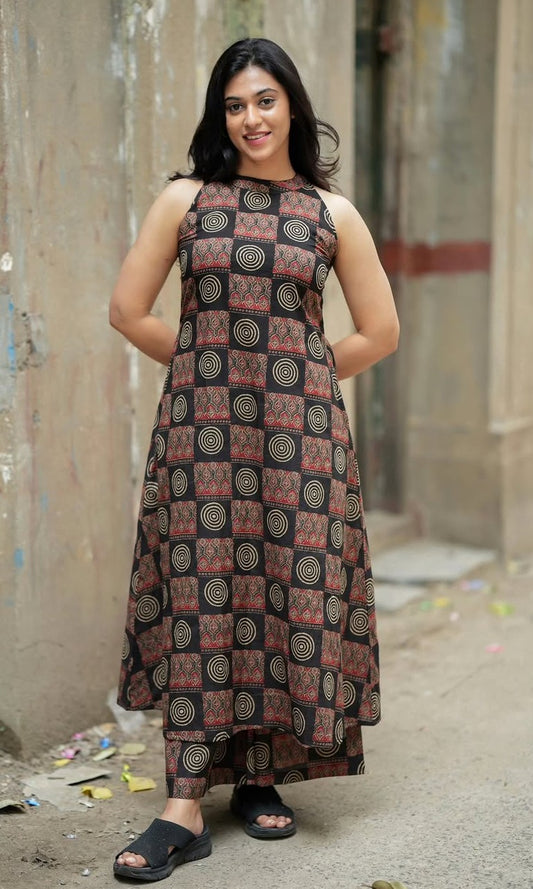 Bagrubazzar Designer Kurta Palazzo Set with Traditional Print Work for Women