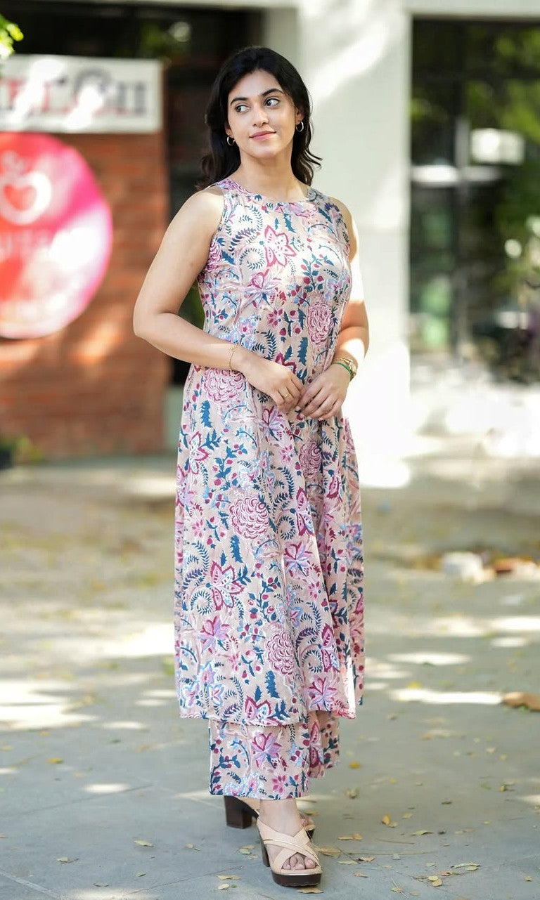 Bagrubazzar Women's Elegant Printed Kurta Palazzo Set