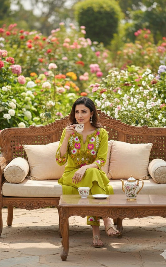Bagrubazzar Embroidered Kurta Set for Women