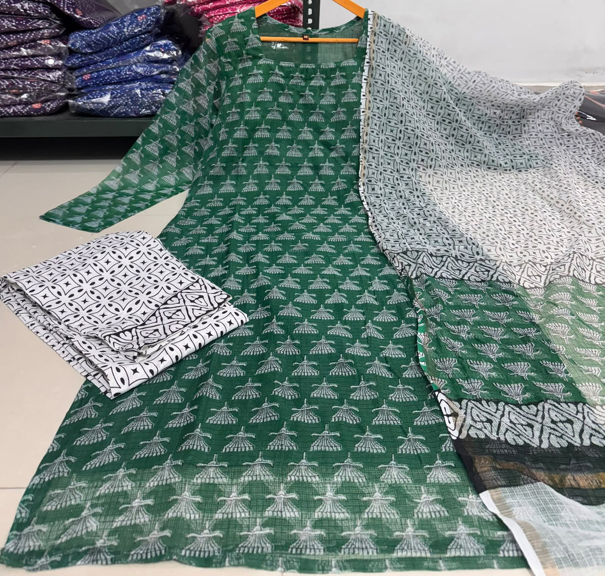 Bagrubazzar Premium Kotadoria Kurti, Pant & Dupatta Suit Set for Women