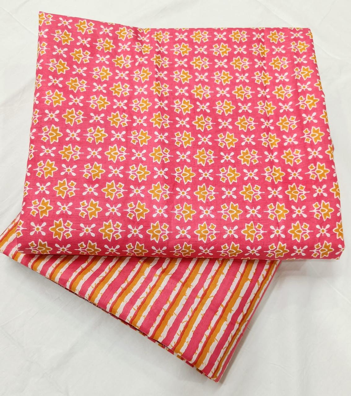 Bagrubazzar Jaipur Sanganeri Handblock Cotton Unstitched Dress Material