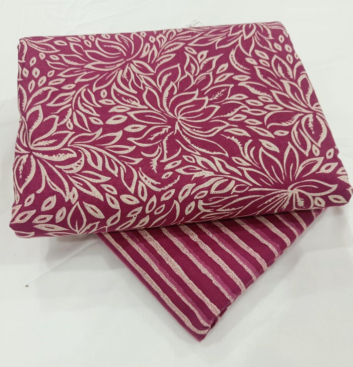 Luxe Hanblock Jaipur Print Pure Cotton Unstitched Suit Material