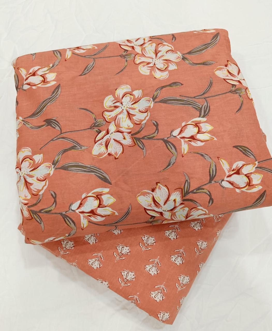 Vibrant Hanblock Jaipur Print Cotton Top Bottom Suit - Bagrubazzar