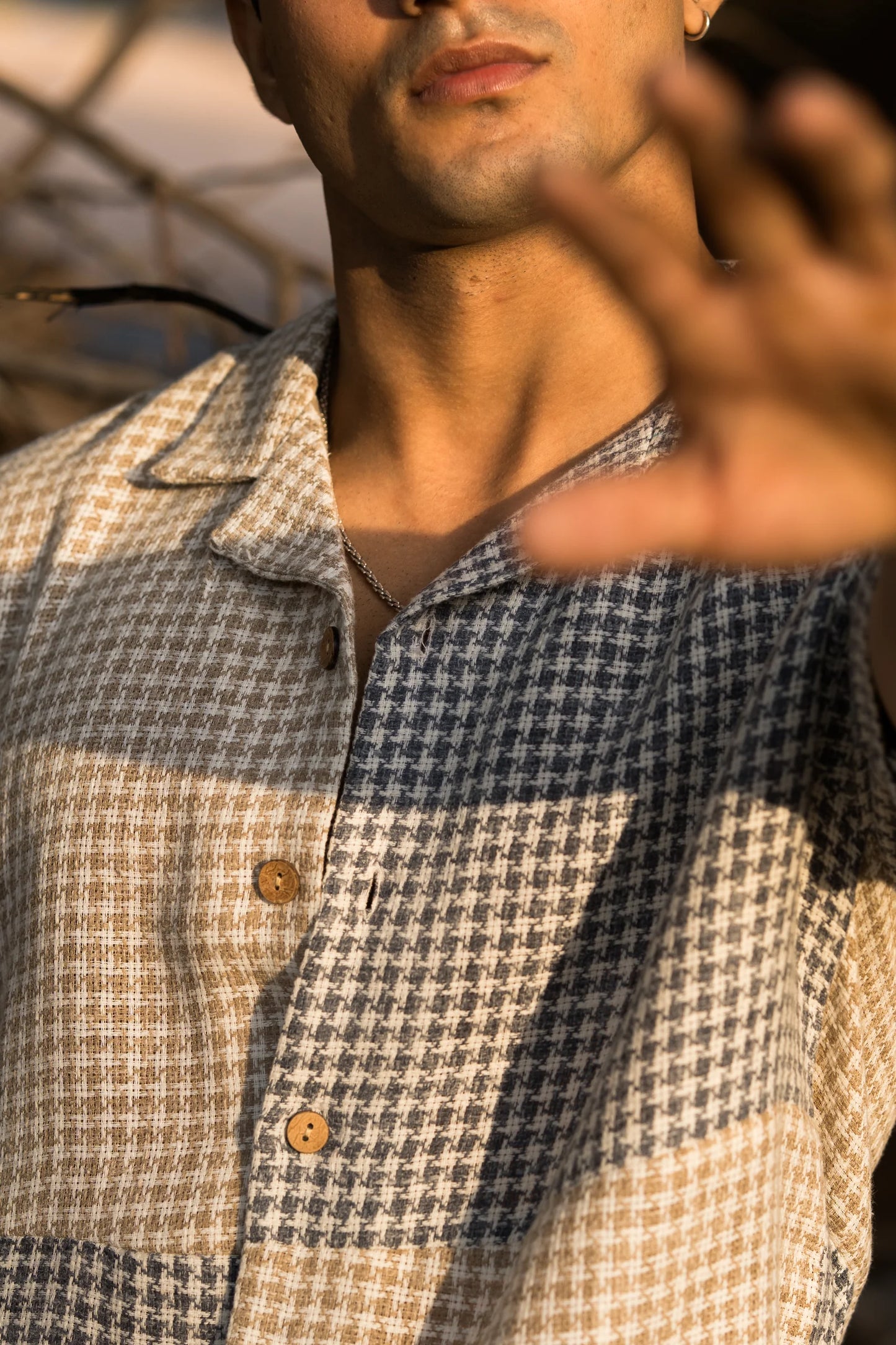 Bagrubazzar Dublin Supreme Patchwork Gingham Short-Sleeve Camp Collar Shirt (BBKL03)