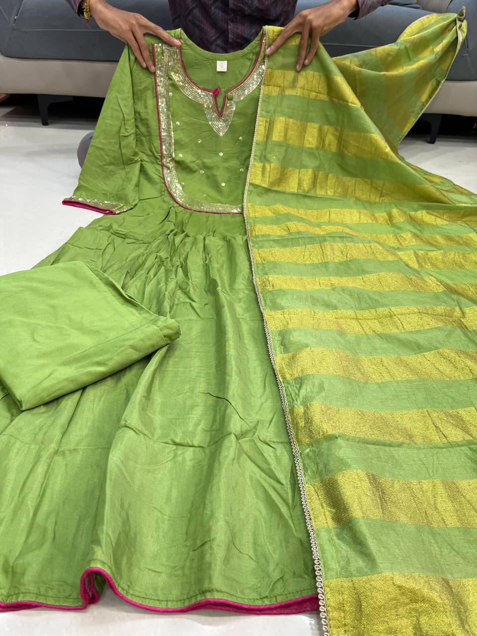 NEW ARRIVALS RAJASTHANI FULL ANARKALI LATKAN LACE ROUND SET
