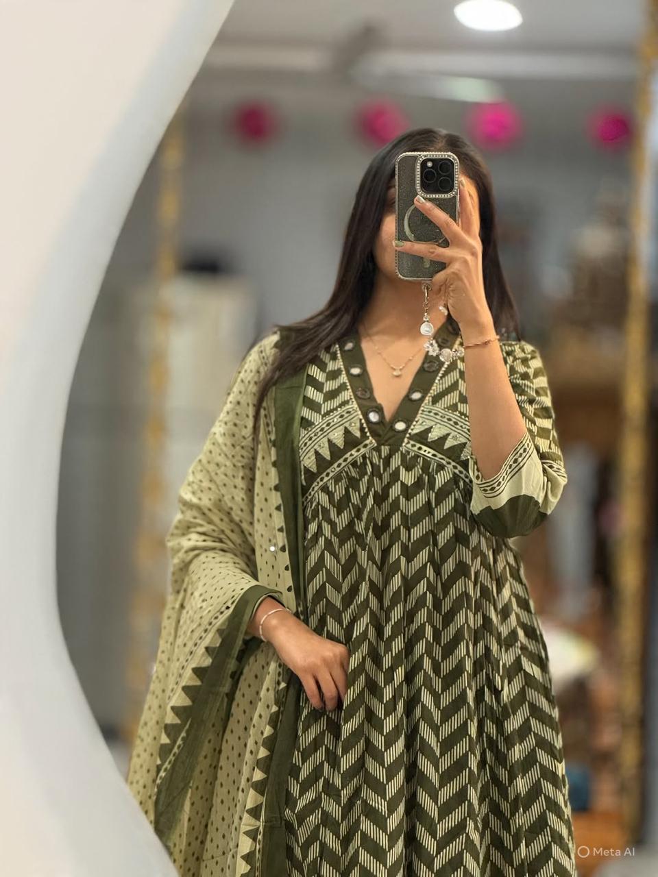 Stylish Women’s Anarkali 3PCS Suit Set with Mirror Work – Latest Ethnic Collection