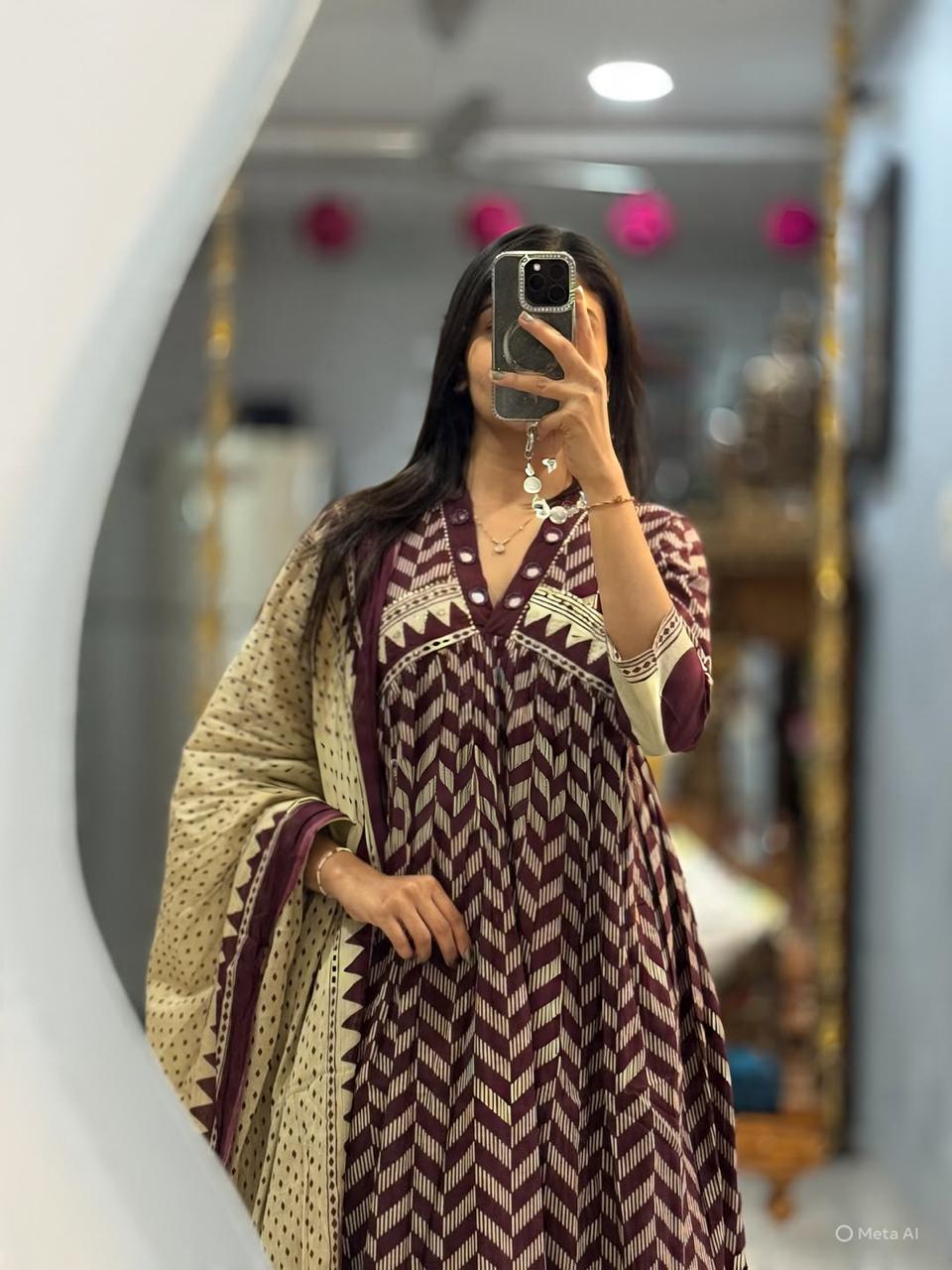 Traditional Anarkali 3 Piece Dress with Real Mirror Work – Party & Festive Wear