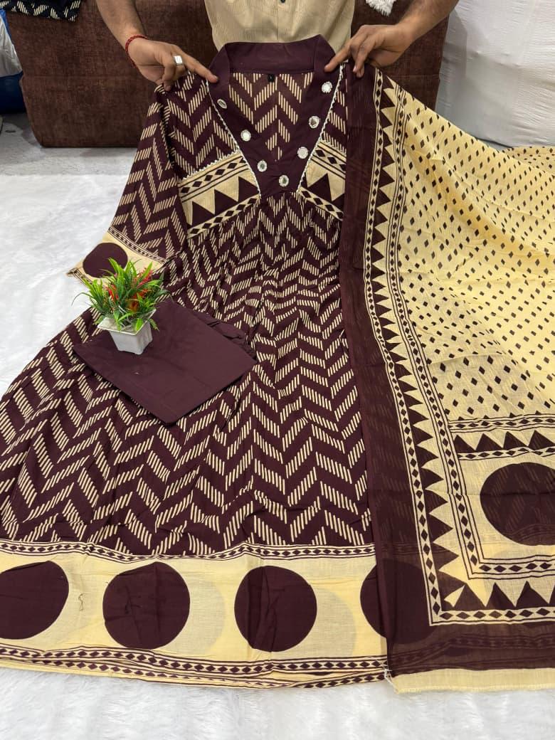 Traditional Anarkali 3 Piece Dress with Real Mirror Work – Party & Festive Wear