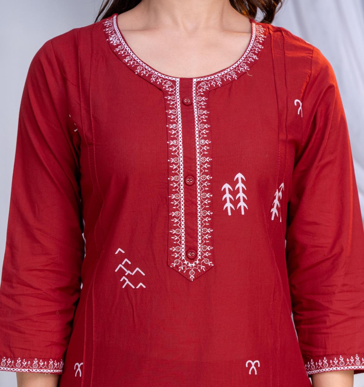 Bagrubazzar Stylish Cotton Kurta Set – Kurta, Pants & Dupatta Combo