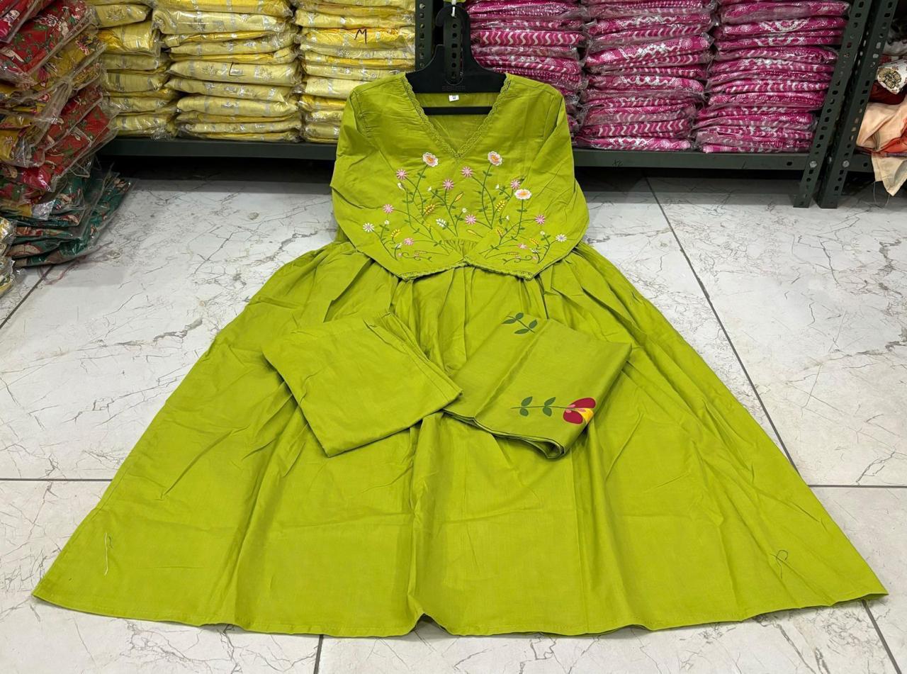 Premium Cotton Strength Kurta Set for Women with Embroidered Neck Design & Pants