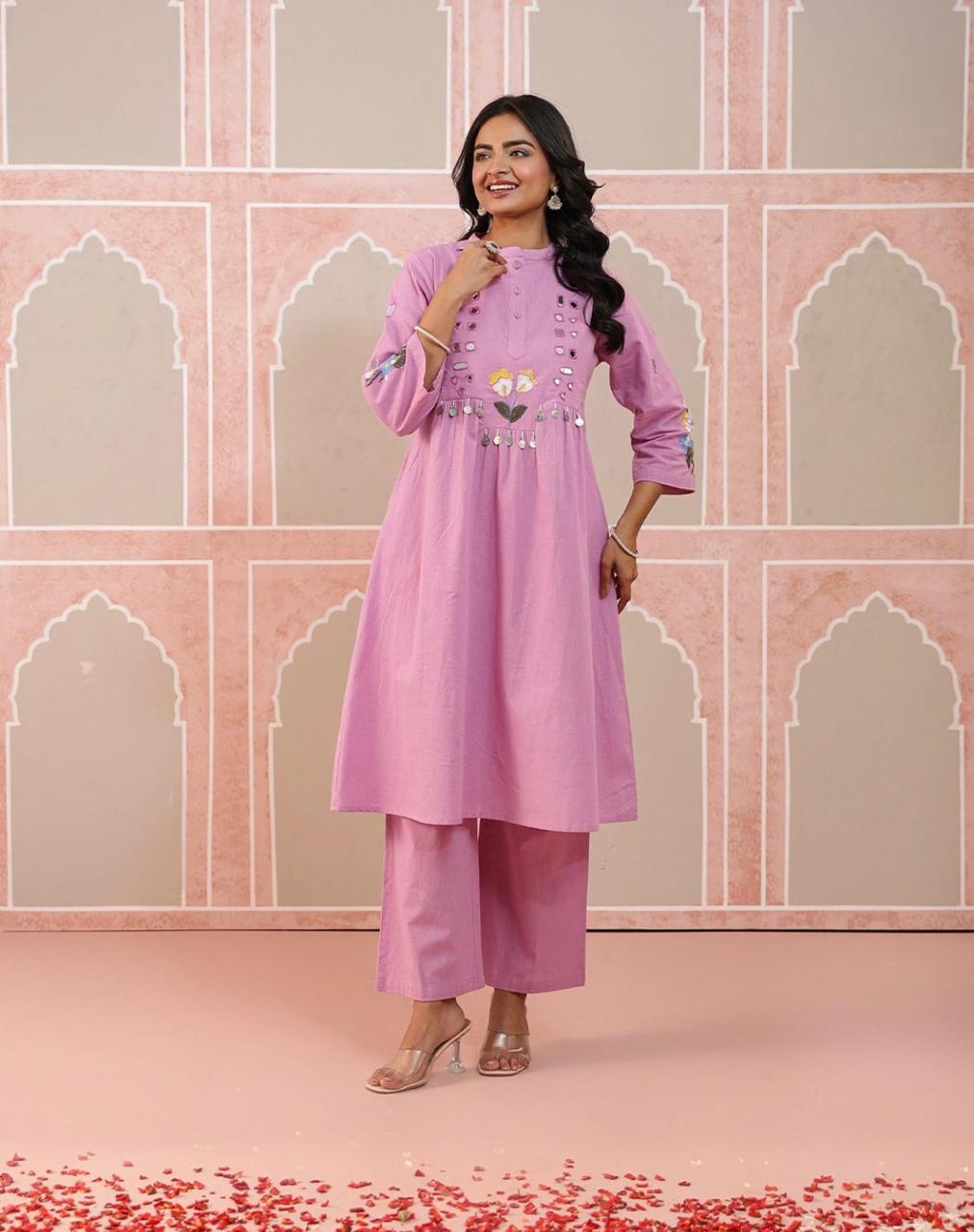 Bagrubazzar Heavy Embroidery Pure Cotton Flex Co-Ord Set – Women’s 2 Piece Showroom Style