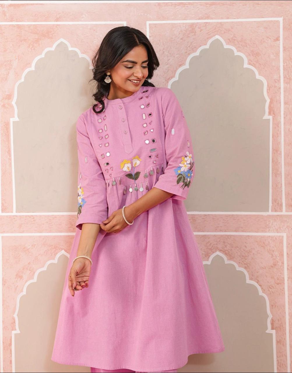 Bagrubazzar Heavy Embroidery Pure Cotton Flex Co-Ord Set – Women’s 2 Piece Showroom Style