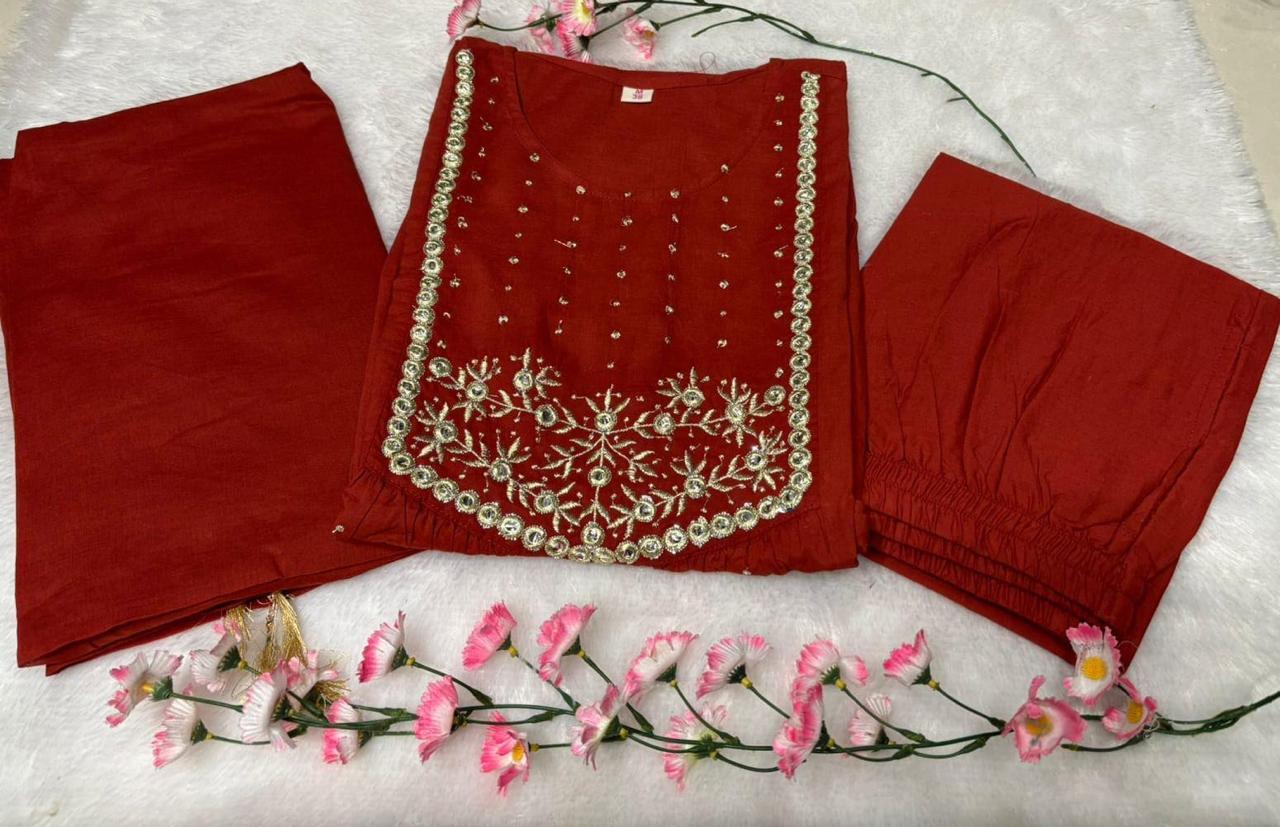 Bagrubazzar Embroidered Kurti with Pant and dupatta Set – Comfortable & Trendy Office Wear