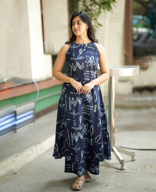Designer Cut Sleeves A-Line Cord Set Paired with Palazzo – Chic & Stylish Look