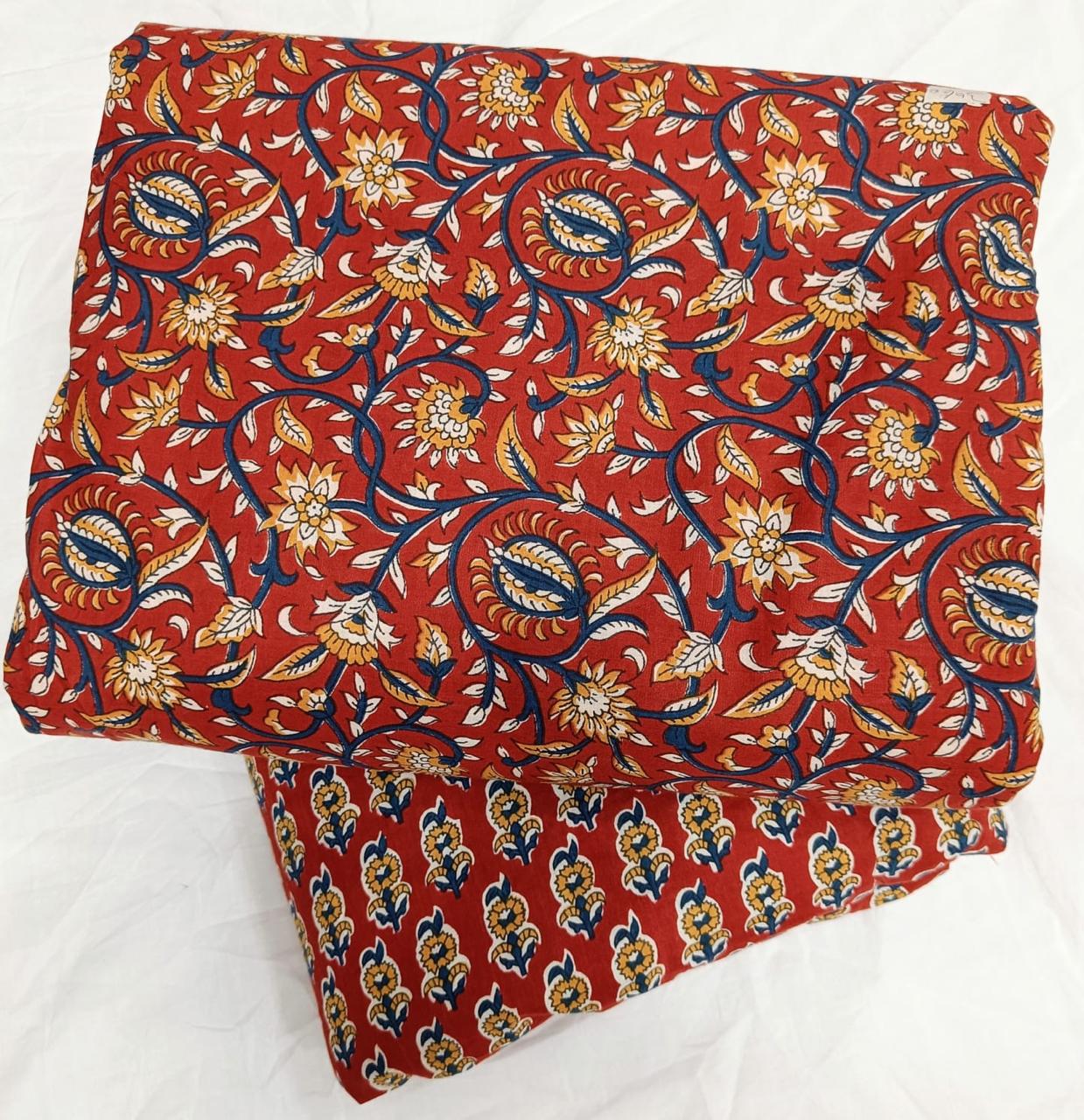 Bagrubazzar Sanganeri Handblock Print Cotton Unstitched Suit Set for Women