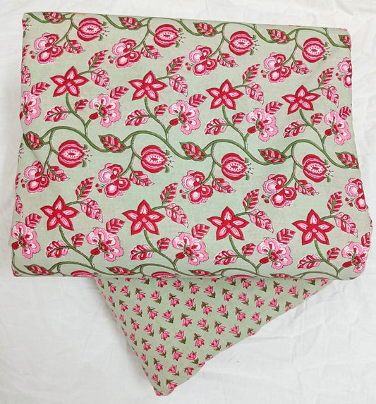 Bagrubazzar Traditional Sanganeri Print Cotton Unstitched Salwar Suit Set