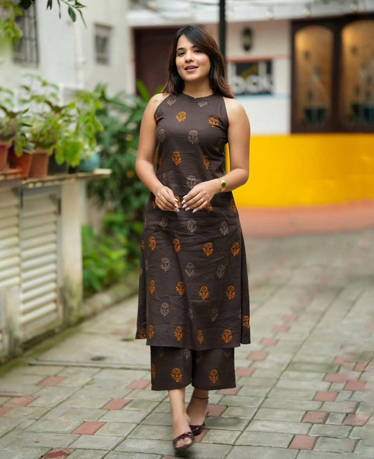 Women’s Office Wear Printed Kurta Palazzo Set | Elegant Ethnic Kurti Set