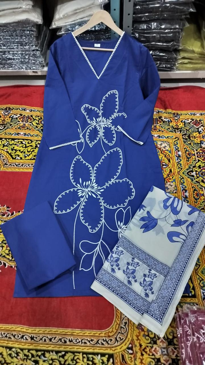 BagruBazzar Premium Embroidery Work Three Piece Suit Set with Dupatta
