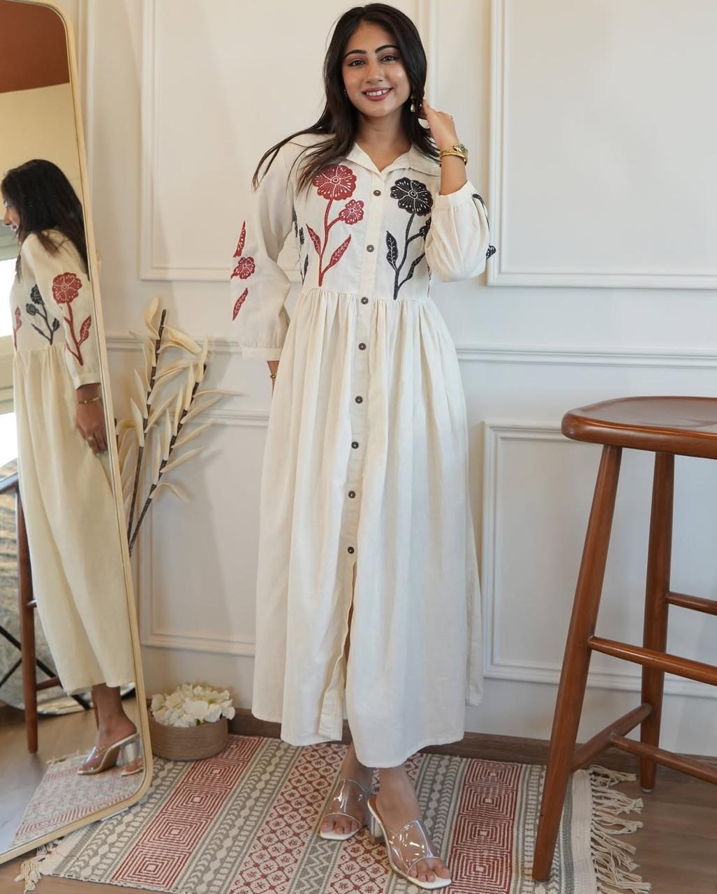 Bagrubazzar Soft Cotton Embroidered Anarkali Gown – Stylish Traditional Dress for Women