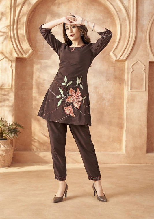 BagruBazzar Women’s Premium Cotton Flex Co-Ord Set with Elegant Embroidery