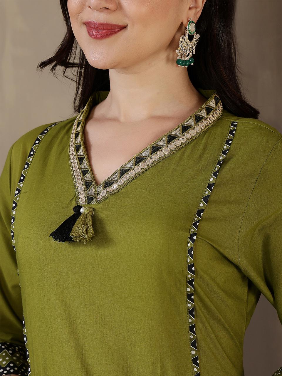 Bagrubazzar Brown Cotton Kurti Set with Dupatta & Pant | Elegant Ethnic Wear for Women