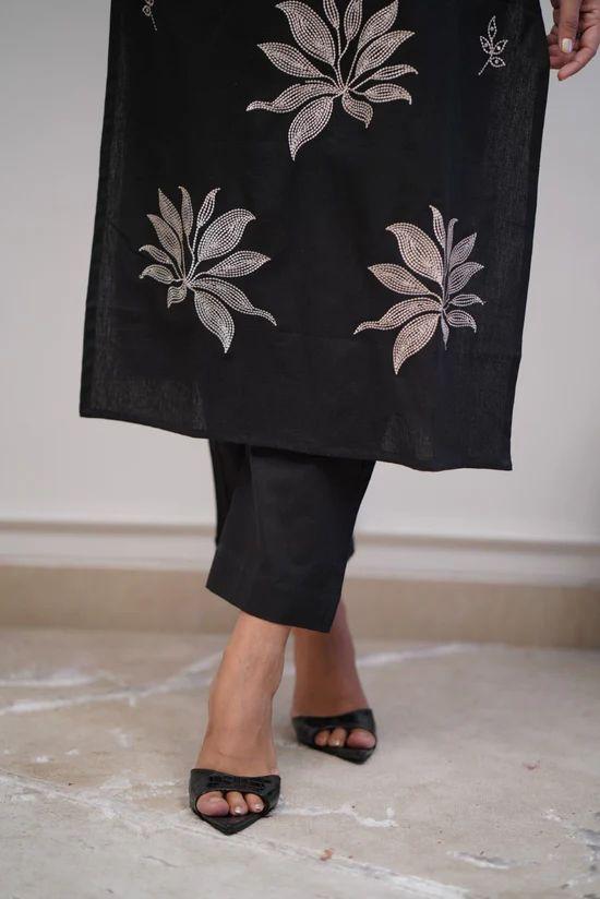 Elegant Pure Cotton Kurti Set with Embroidery Work & Matching Pant | Bagrubazzar Summer Collection