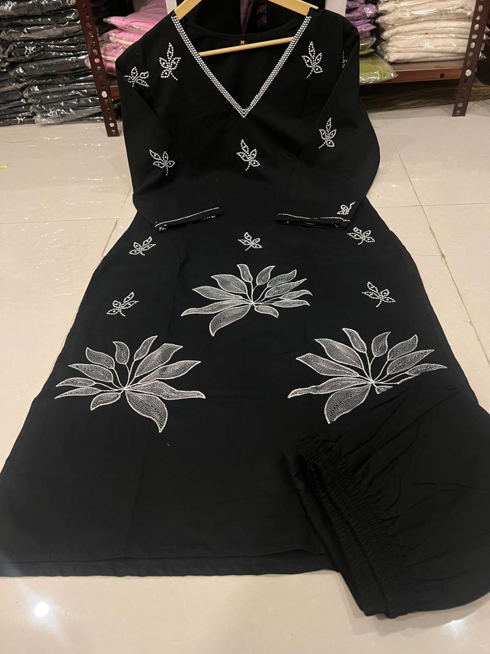 Elegant Pure Cotton Kurti Set with Embroidery Work & Matching Pant | Bagrubazzar Summer Collection