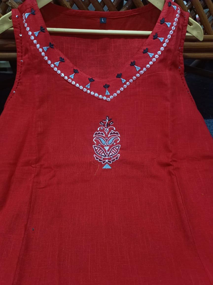 Bagrubazzar Cotton flex cord set kurta set with full embroidery work (BBCD03)