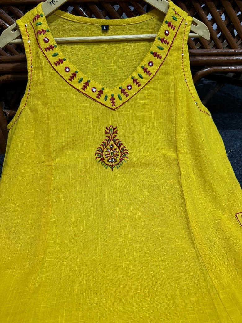 Bagrubazzar Cotton flex cord set kurta set with full embroidery work (BBCD04)