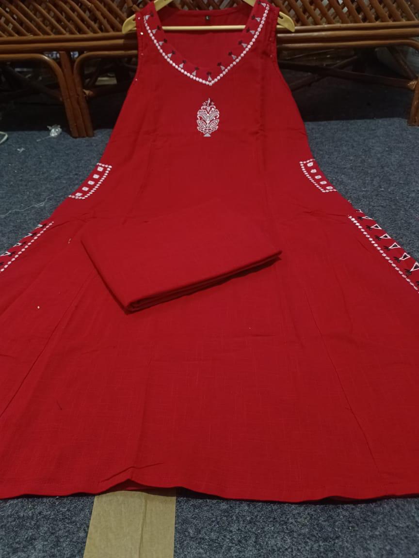 Bagrubazzar Cotton flex cord set kurta set with full embroidery work (BBCD03)